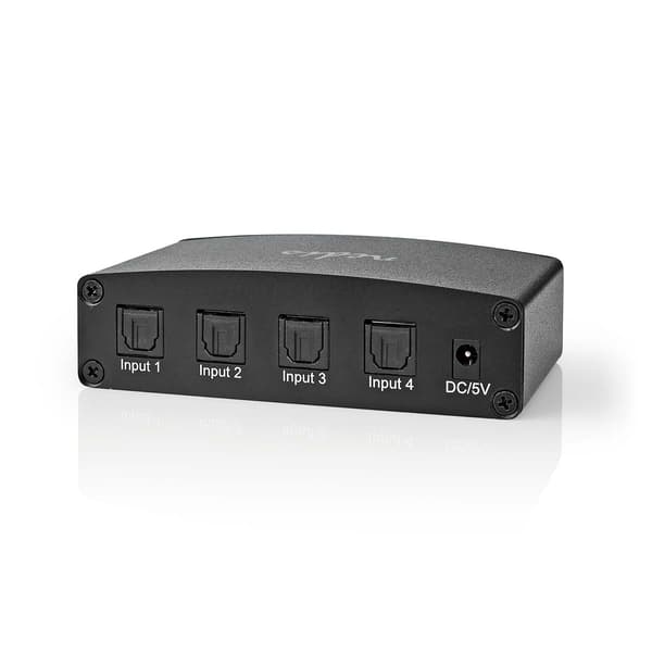 Nedis Digital Audio Switch | 4-vejs | Indgang til lyd- / video- / dataforbindelser: DC Power / 4x TosLink | Audio / video / dataforbindelser output: T