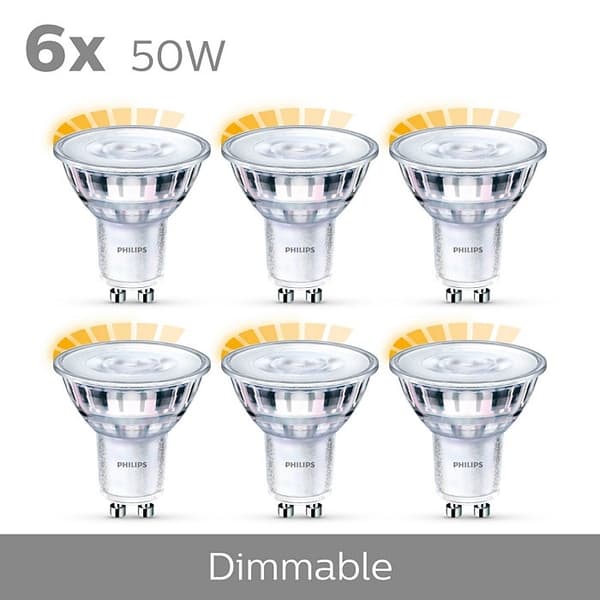 Philips 6-pack LED GU10 50W Dimbar WarmGlow