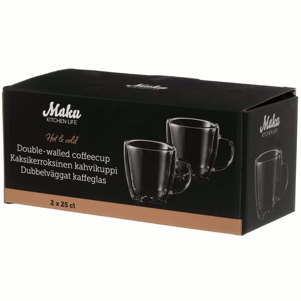 Maku Kaffekopp dubbelväggade glas 25 cl 2-pack