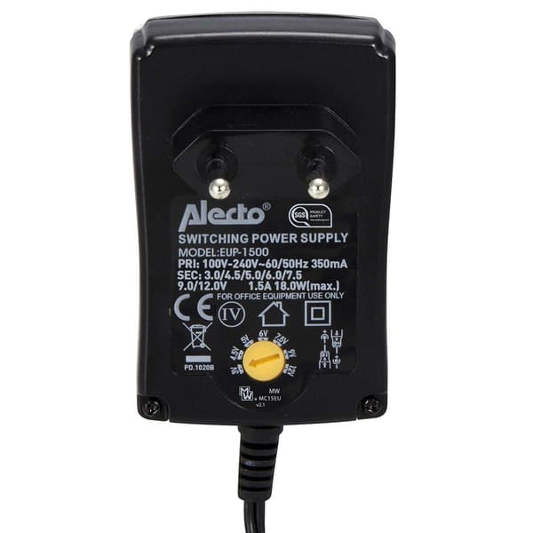 Alecto Yleisvirtalähde 1500 mA musta
