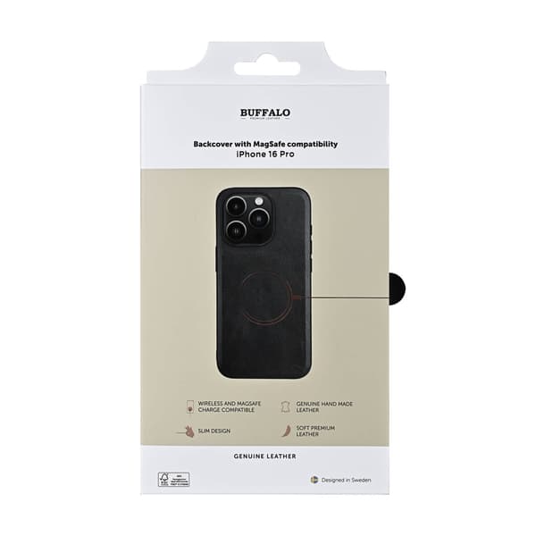 Buffalo Back cover Leather Magseries iPhone 16 Pro Black