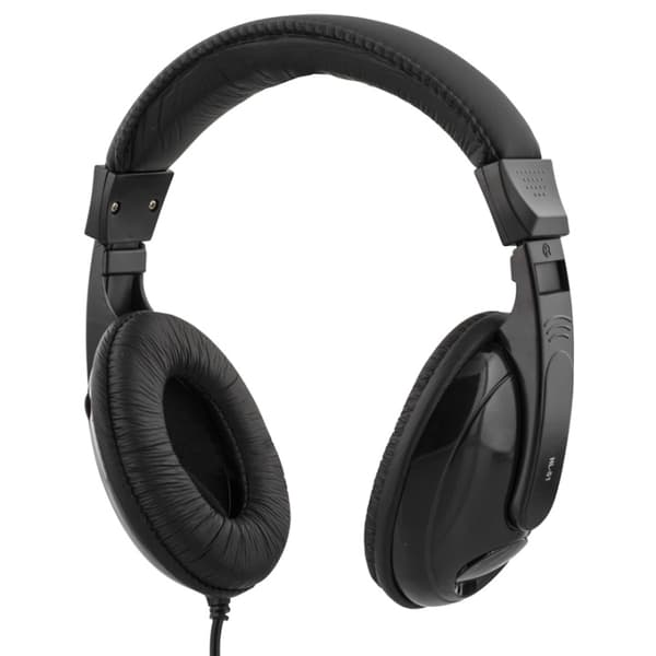 DELTACO høretelefoner, volumekontrol, 2,5m kabel, sort