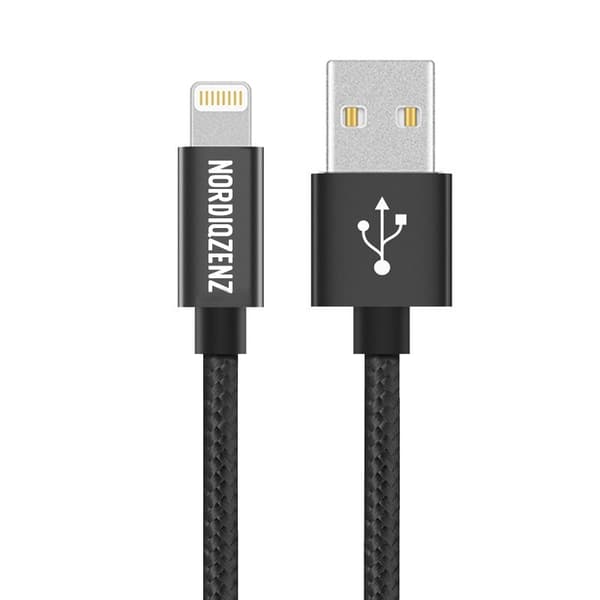 NORDIQZENZ Lightning tekstilkabel, 1 m, sort