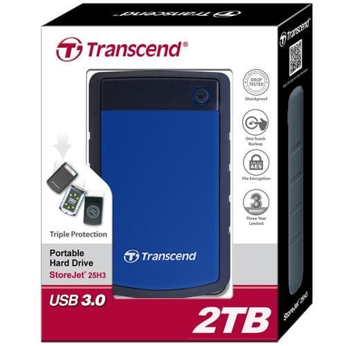 Transcend Extern hårddisk HDD 2,5" USB 3.1 Gen 1 StoreJet 25H3 2TB Blå