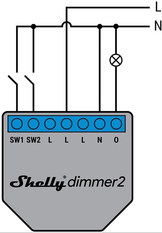 Shelly Dimmer 2 Kompakt innfelt dimmer med WiFi og åpen API
