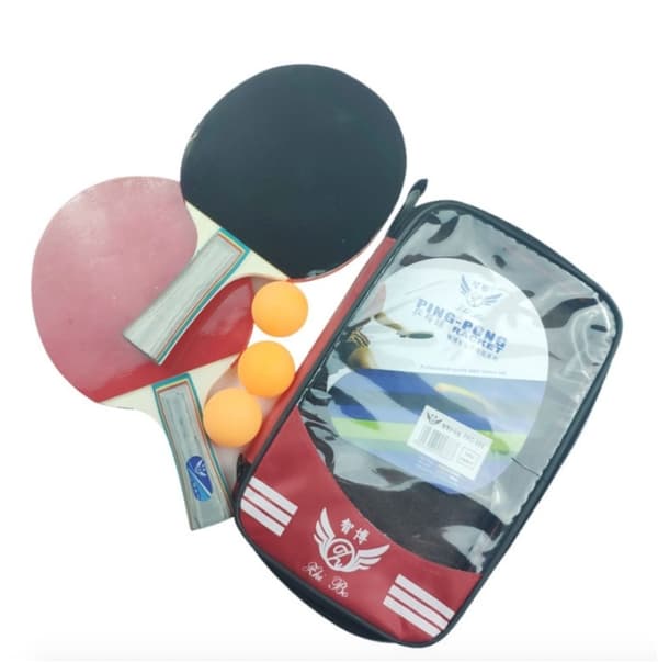 Bærbar bordtennissæt - 2 racket, 3 bolde