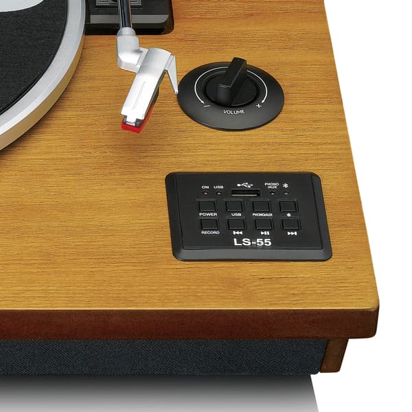 Lenco Levysoitin, jossa Bluetooth®, USB MP3-kooderi, kaiuttimet Wood