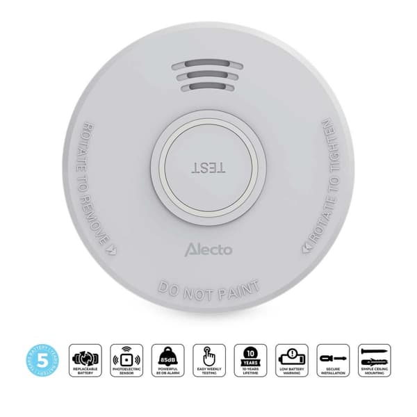 Alecto Røykvarsler med 5 års batteri Hvit