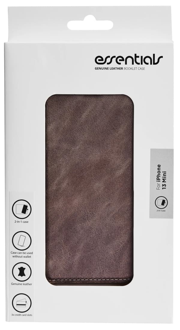Essentials iPhone 13 Mini leather wallet, detachable, Grey