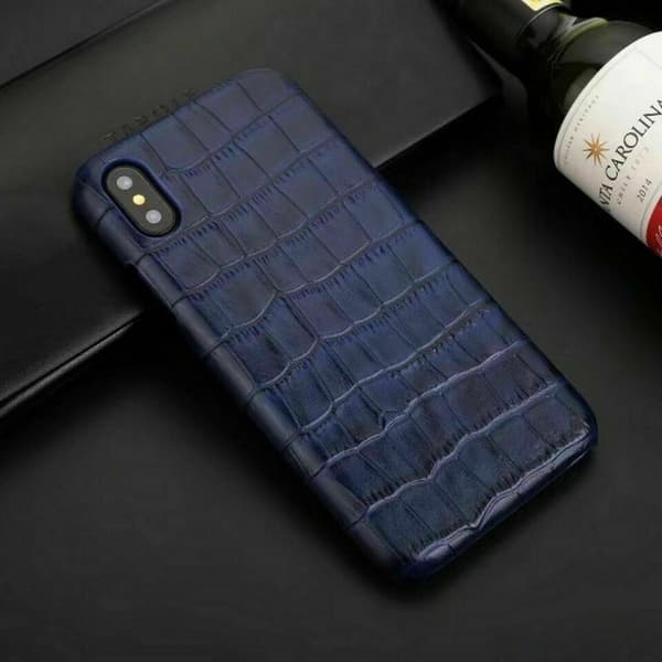Læderetui til iPhone XS Max, mørkeblå