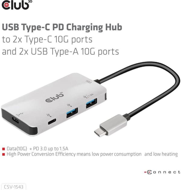 Club 3D Type-C PD Charging Hub -hubi