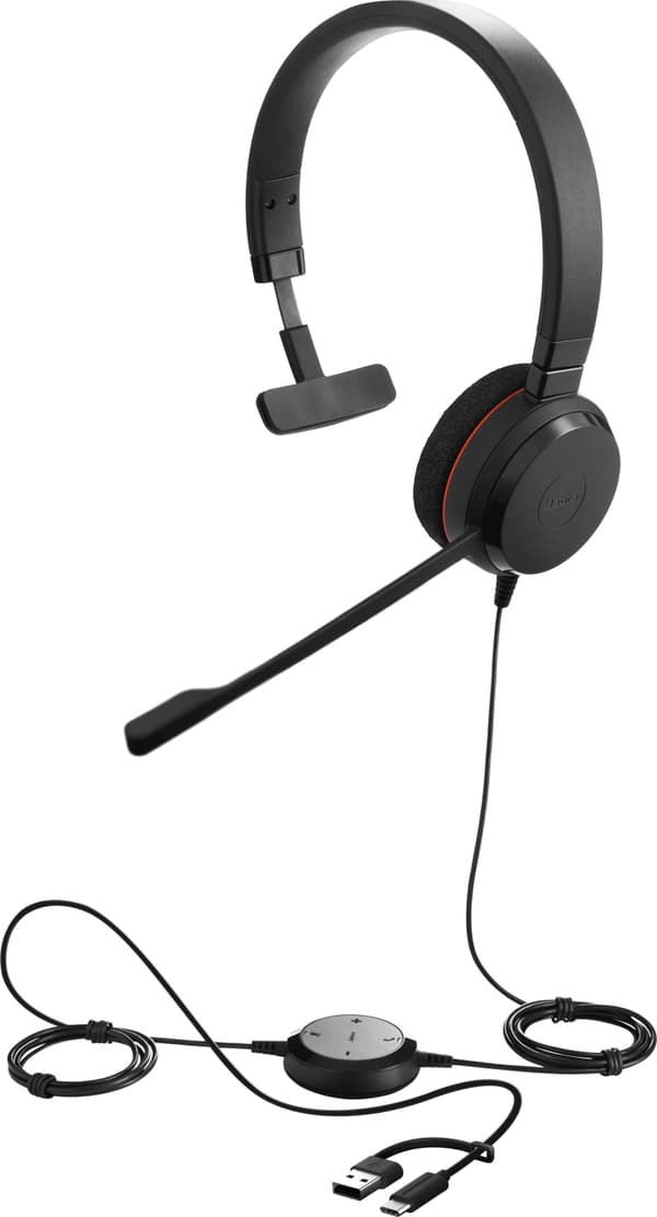 Jabra Evolve 20 headset, mono, MS, USB-C/USB-A