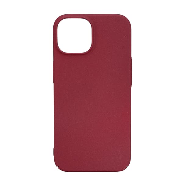Essentials iPhone 15 sandsprengt bakdeksel, burgunder