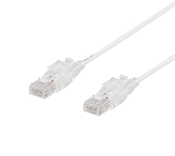 DELTACO U/UTP Cat6A patchkabel, 0,5m, 500MHz, låsbara kontakter, vit