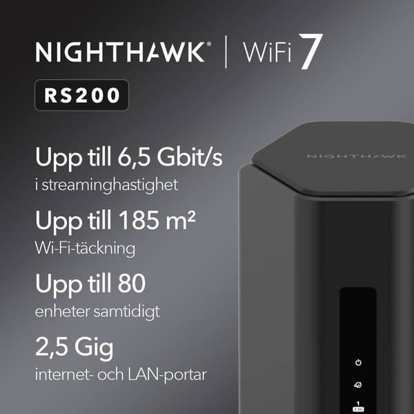 Netgear Nighthawk WiFi 7 Router RS200, 6.5Gbps Netgear