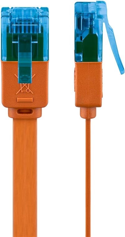 Goobay CAT 6A flat patchkabel, U/UTP, oransje kobberleder (CU), 2 m