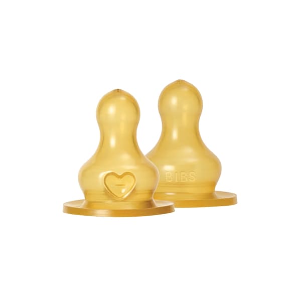 BIBS Rund latexnippel till nappflaska – 2-pack – långsamt flöde