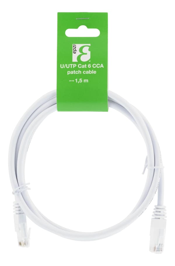 EPZI U/UTP Cat6 patch cable, CCA, 1.5m, 250MHz, white
