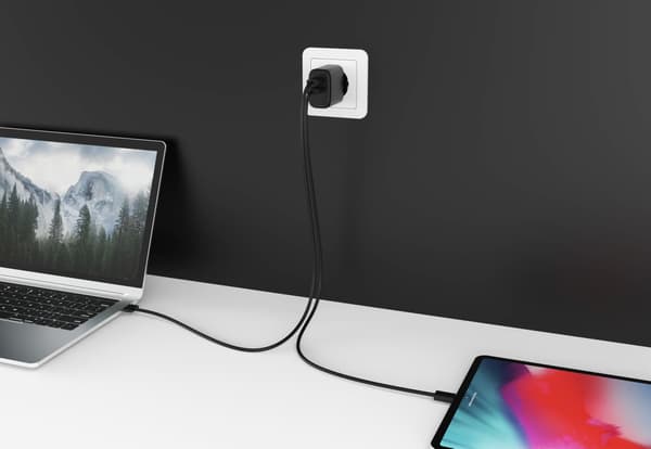 FoneKit GaN PD 65W AC-lader, USB-C + USB-C, svart