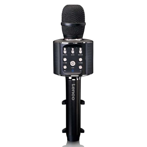 Lenco Bluetooth®-karaokemikrofon med højttaler og belysning Sort