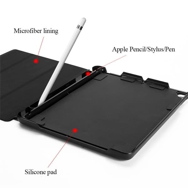 Etui med opbevaring, USB-kabel Apple iPad 9.7" 2017, 2018, Sort