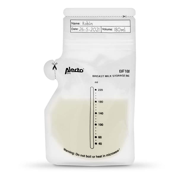 Alecto Poser til opbevaring af modermælk 220 ml, 100 stk