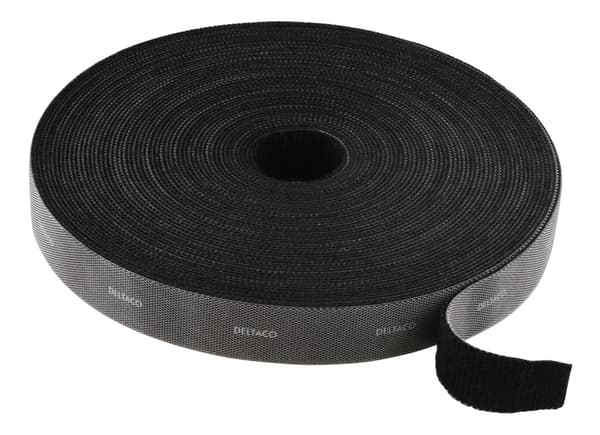 DELTACO Hook and loop fastener cable ties, width 20mm, 5m, black