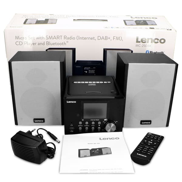 Lenco Mikrofoni, jossa on internet/ DAB+-radio Bluetooth® CD MP3 Musta