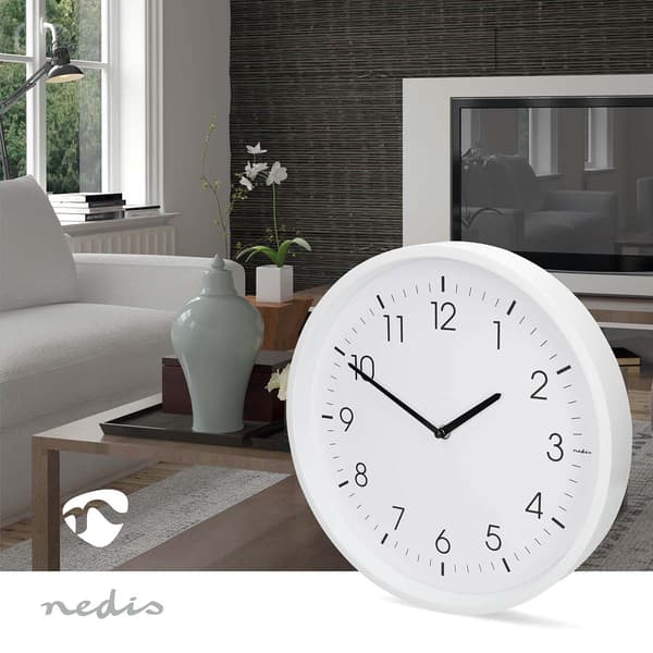 Nedis Väggklocka | Diameter: 360 mm | ABS | Tyst rörelse | Vit