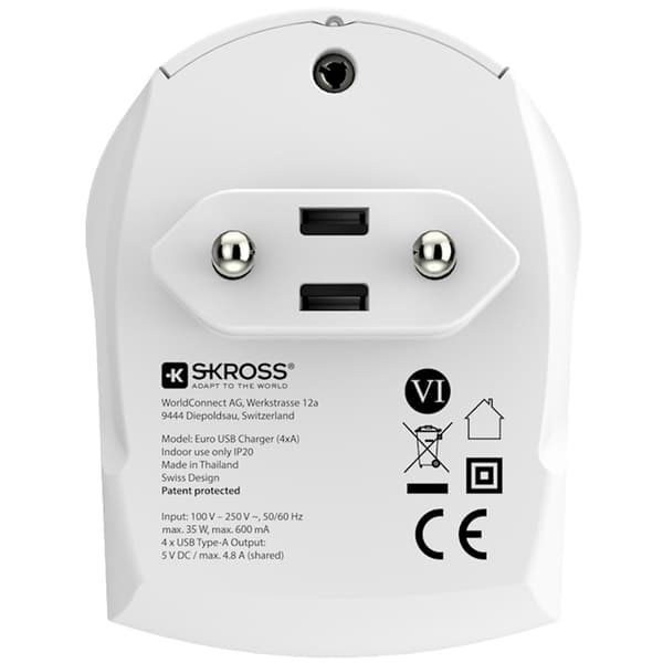 SKROSS uSB-lader EU med 4 porter
