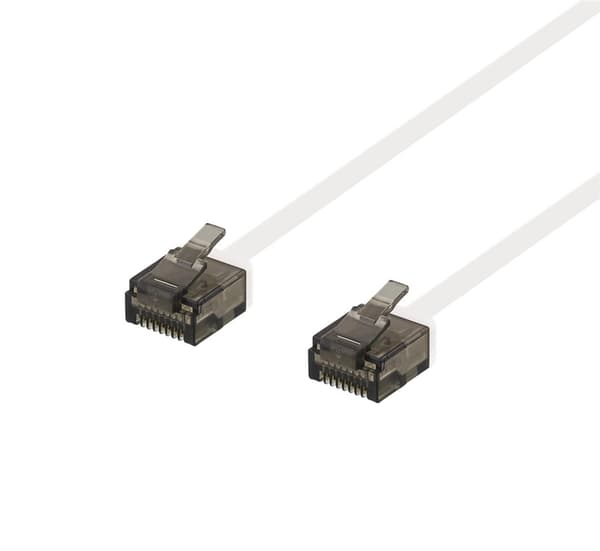 DELTACO U/UTP Cat6a patchkabel, flat, 1 mm tykk, 0,3 m, hvit