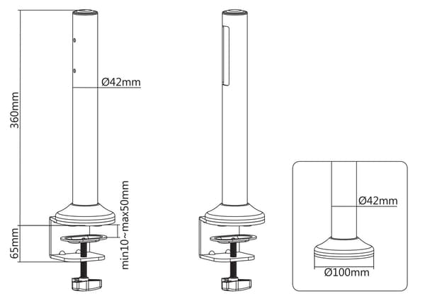DELTACO Office, Slatwall Desk Mounting Pole