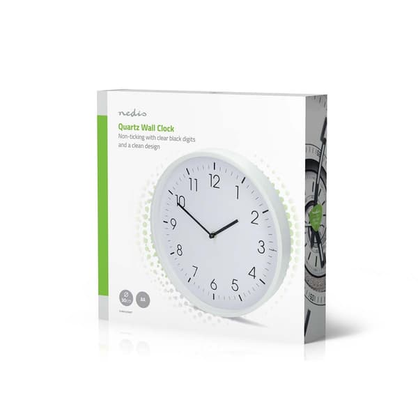 Nedis Väggklocka | Diameter: 300 mm | Plast | Tyst rörelse | Vit