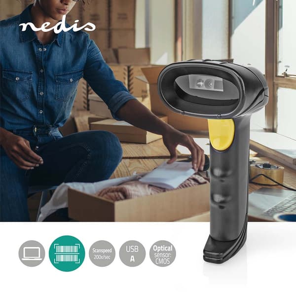 Nedis Strekkode Skanner | CMOS | Wired | 1D Linear / 2D/QR | USB-Strøm | USB 2.0