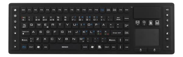 DELTACO Wireless Keyboard with touchpad, silicone, IP65, 2,4 GHz,black