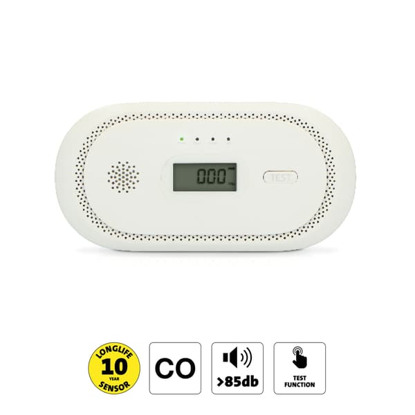 Alecto Kolmonoxidlarm med 10 års drifttid för sensor och display