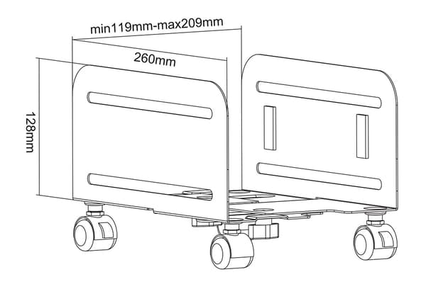 DELTACO Universal Mobile CPU Stand
