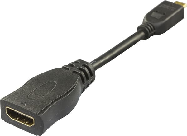 DELTACO HDMI High Speed sovitin, Micro HDMI na - HDMI na, 0,1m, musta