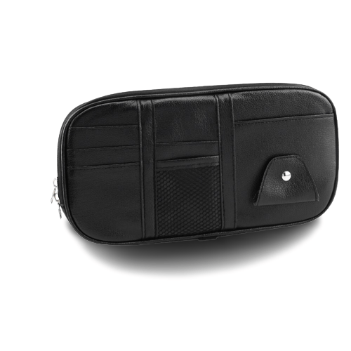 Multifunksjonell oppbevaringspose for solskjerming i bilen, svart
