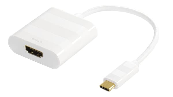 DELTACO USB 3.1 till HDMI adapter, Typ C ha - HDMI ho, 4K, UHD, vit