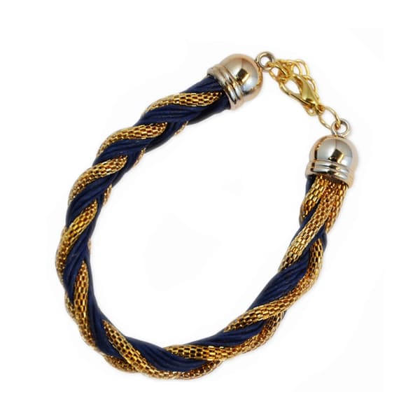 Armband Flettet gullblå