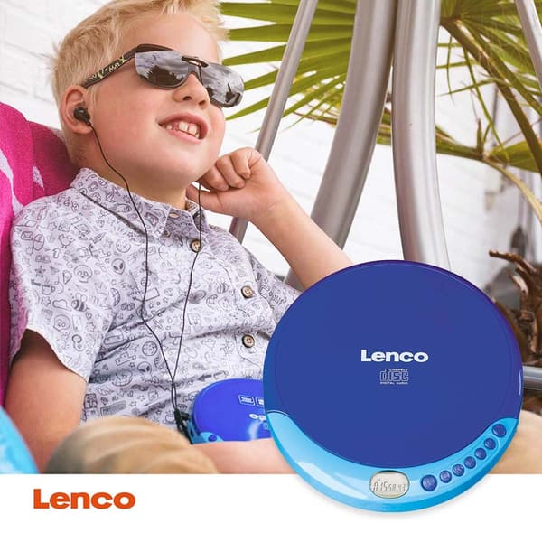Lenco Bærbar CD-spiller med ladefunksjon Blå