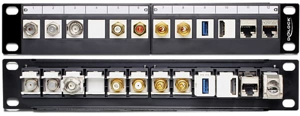DeLOCK 10" Keystone Patch Panel, 12xKeystone liittimelle, 1U, musta