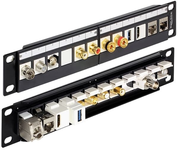 DeLOCK 10" Keystone Patch Panel, til 12xKeystone , 1U , metal, sort