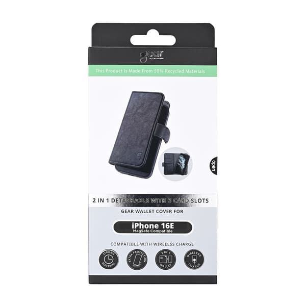 Gear Wallet 2-i-1 3 Kort Sort - iPhone 16e/17e