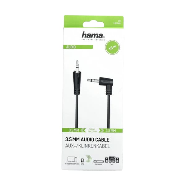 Hama Cable Audio 3.5-3.5 Angle Black 1.5m