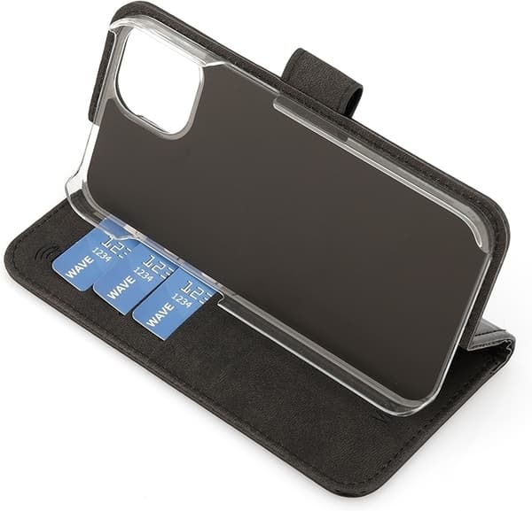 Wave Flap BookCase -suojakotelo, iPhone 13, musta