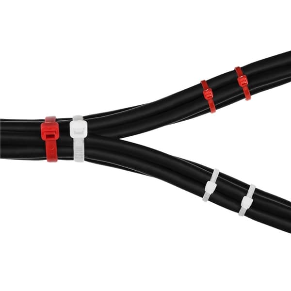 Buntband, 100mm & 200mm, 200-pack, röd/vit