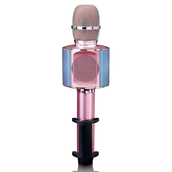 Lenco Bluetooth® Karaokemikrofon med högtalare och belysning Rosa