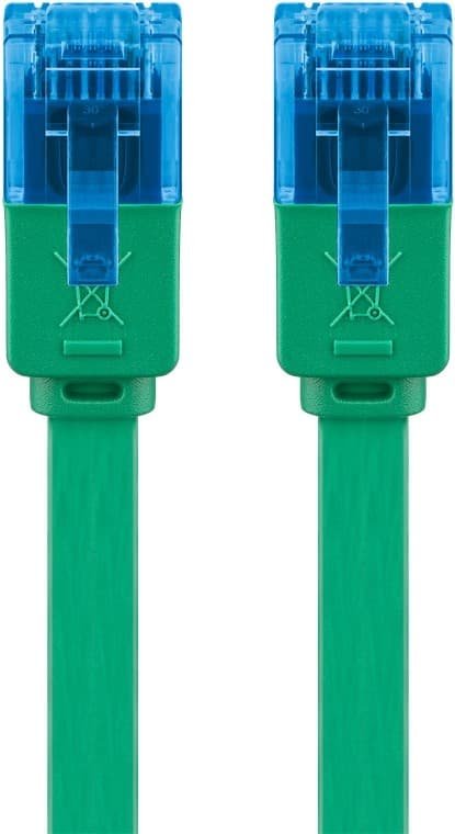 Goobay CAT 6A flat patchkabel, U/UTP, grønn kobberleder (CU), 2 m